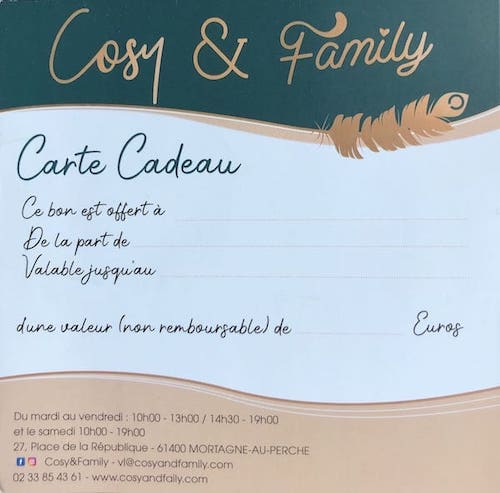 Carte cadeau Cosy & Family Mortagne-au-Perche